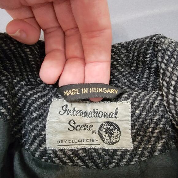 International Scene Virgin Wool Herringbone Jacket L Made in Hungary - Picture 4 of 13